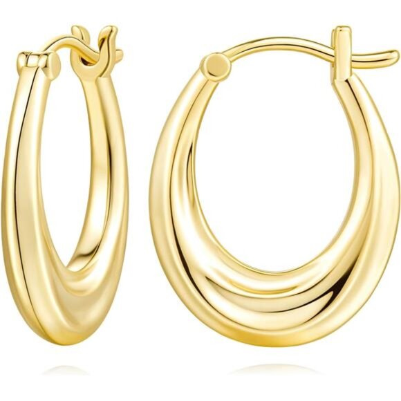 14K Gold Hoop Earrings for Women, Small Gold Hoop Earrings...